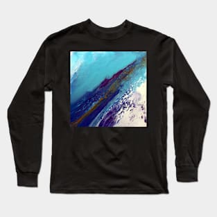 Stormy Blue Acrylic Flow Painting Long Sleeve T-Shirt